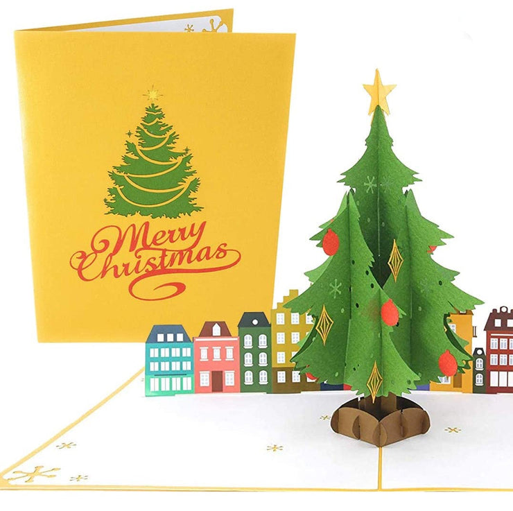 Christmas Tree in Town Square Pop Up Card