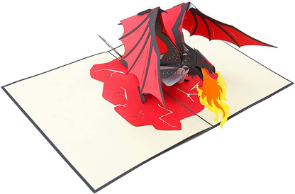 PopLife Pop-Up card features mythical creature fire-breathing dragon