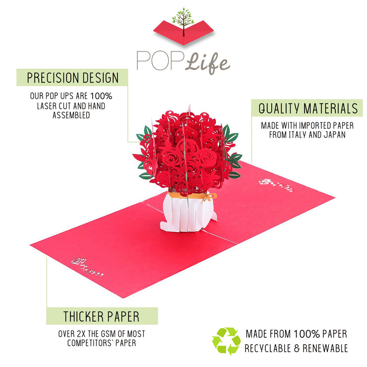 PopLife Red Roses Pop Up Card