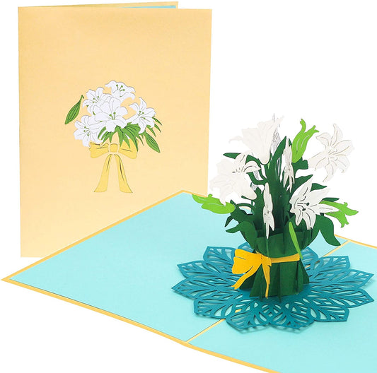 White Lily Bouquet Pop Up Card